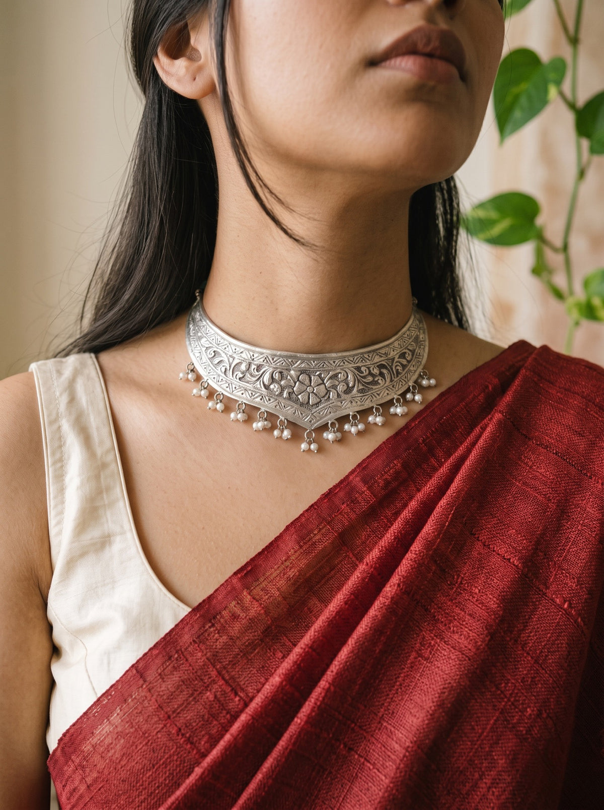 ANAPOORNA - Brass Hasli With Silver Plating