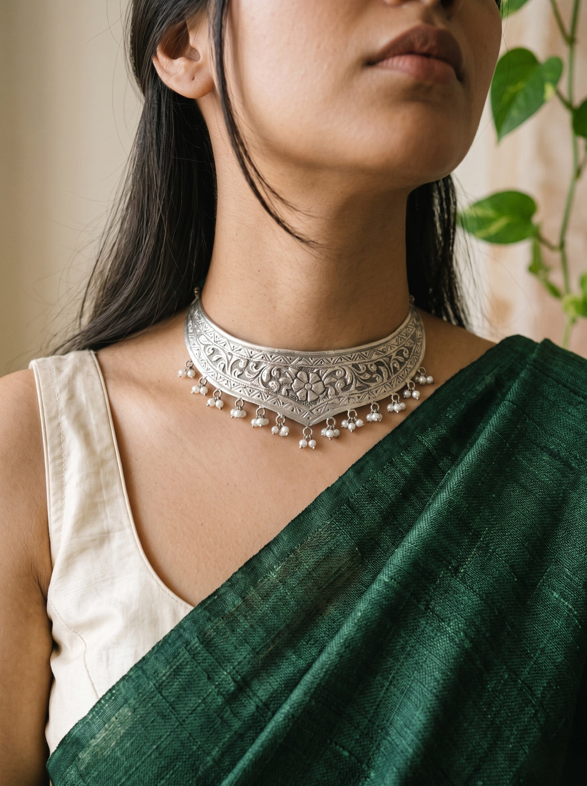 ANAPOORNA - Brass Hasli With Silver Plating