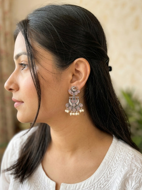 MIHIKA- German Silver Dangler Pink