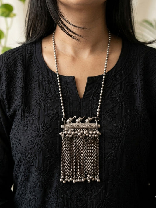 ASHI-German Silver Ghungroo Long Neckpiece