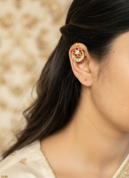 Tarabai - Pink And  Transparent Gold Finish Bugadi