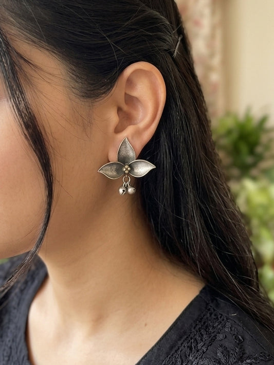 Asima - German Silver Three Petal Studs