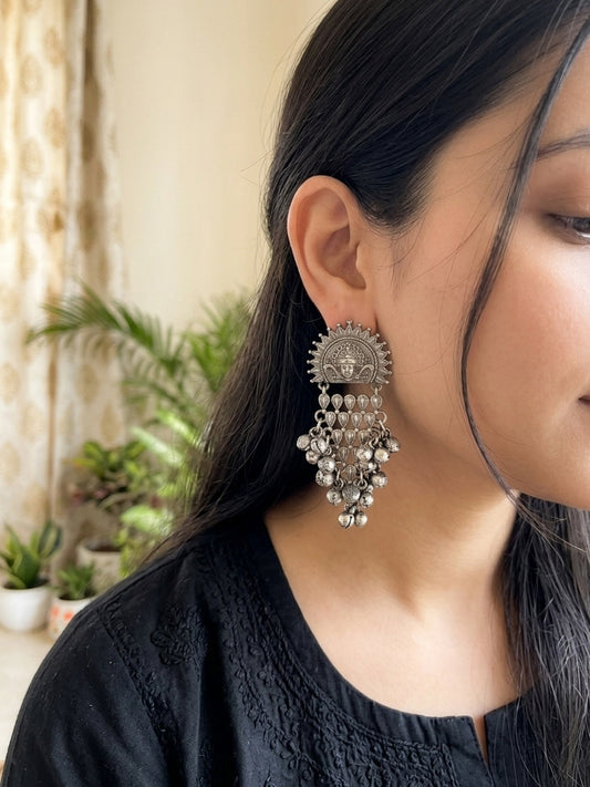 DEVI-Geman Silver Ghungroo Danglers