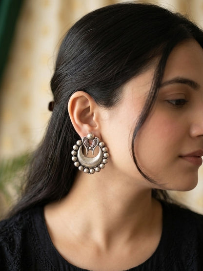 Poorvi - German Silver Chandbali Stud