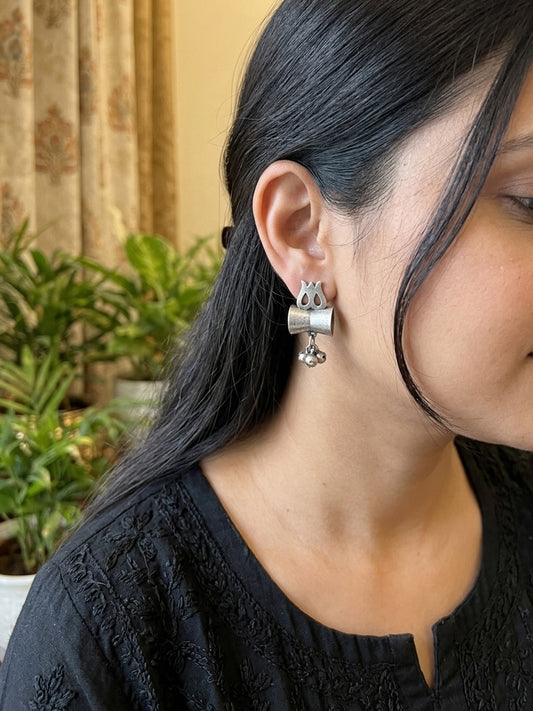 Shiv - German Silver Trishul Studs