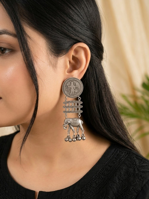 Boho - German Silver Elephant Dangler