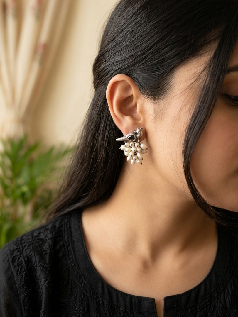 Firdaus- German oxidised Studs Black