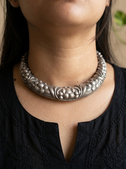 MAYURI - German Silver Hasli With Stud Earrings