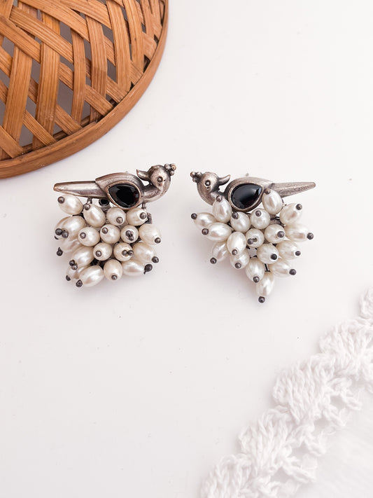 Firdaus- German oxidised Studs Black