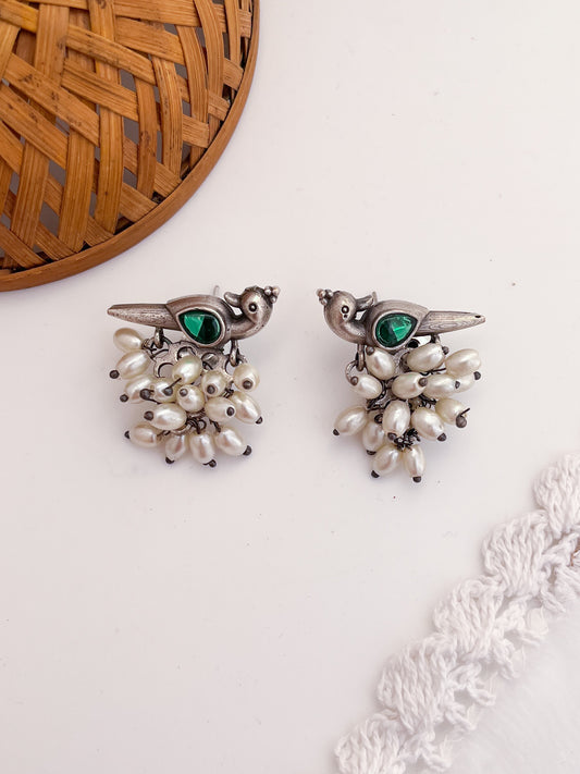 Firdaus- German oxidised Studs Green