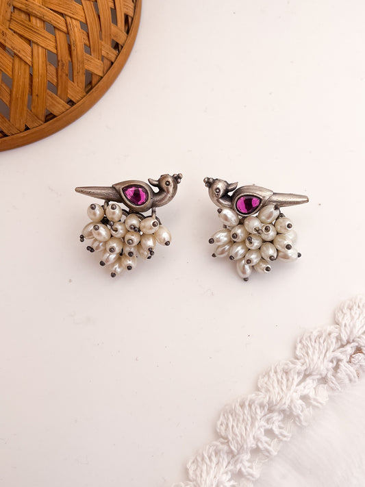 Firdaus- German oxidised Studs Pink