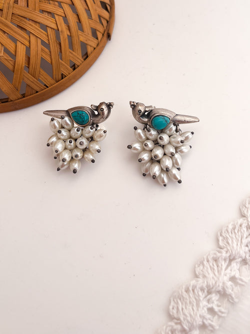 Firdaus- German oxidised Studs Sea Blue