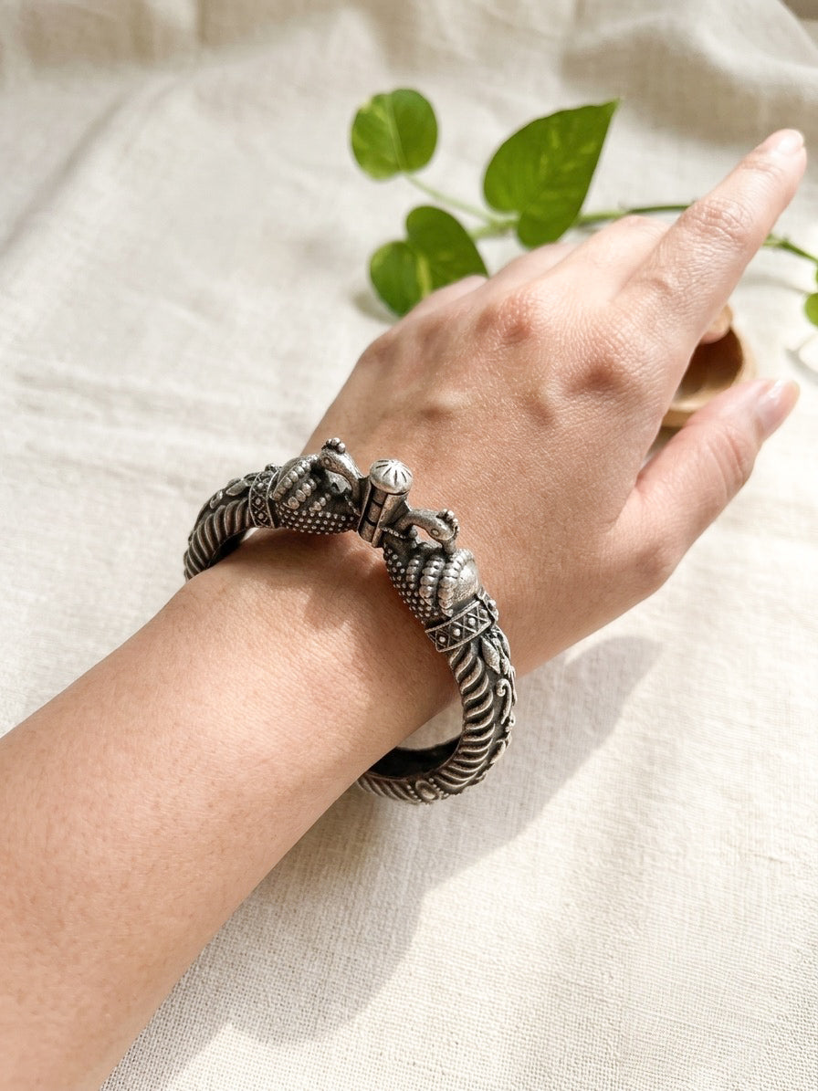 PADMA - Brass Silver Plated Kada Bangle
