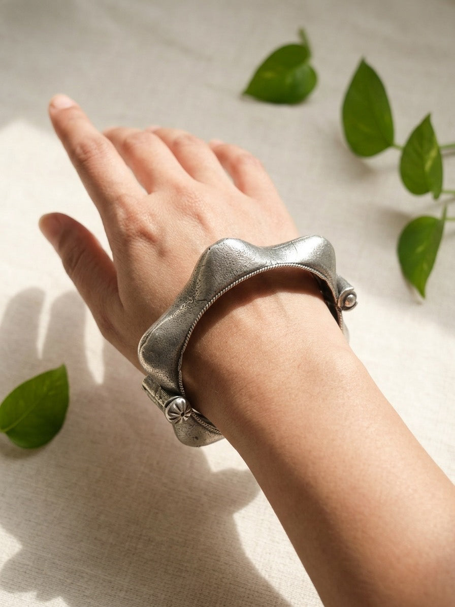 MAIRA - Brass Silver Plated Kada Bangle