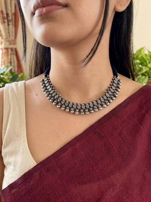 KALINDI- Brass With Silver Plating Chocker Neckpiece