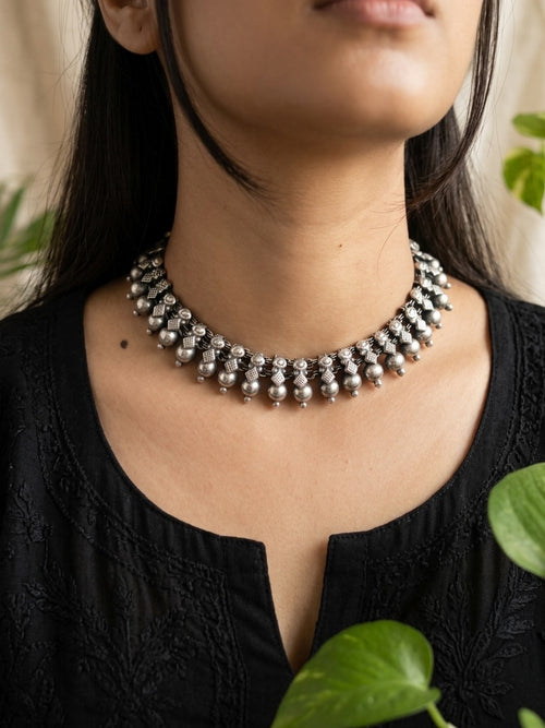 MEHER - Brass With Silver Plating Neckpiece
