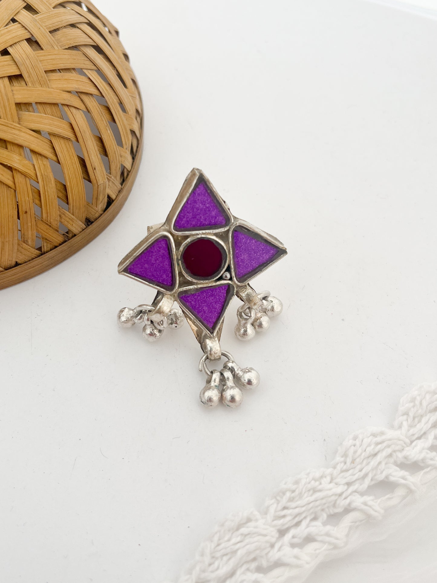 KANCHI- Afghani Glass Ring Purple Red