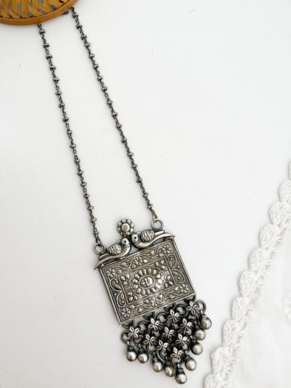 DHARA - Silver Plated Brass Long Neckpiece