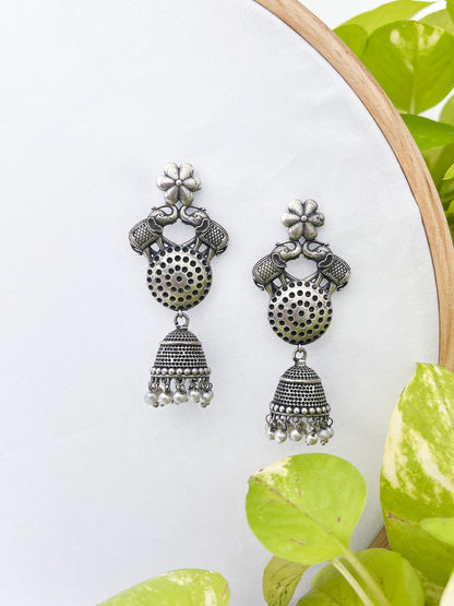 Juhi- Silver Design  Jhumkas