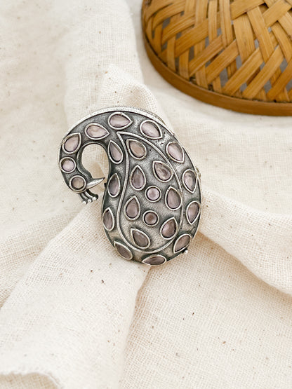 Kairi Morni Oxidised Silver Ring Pink