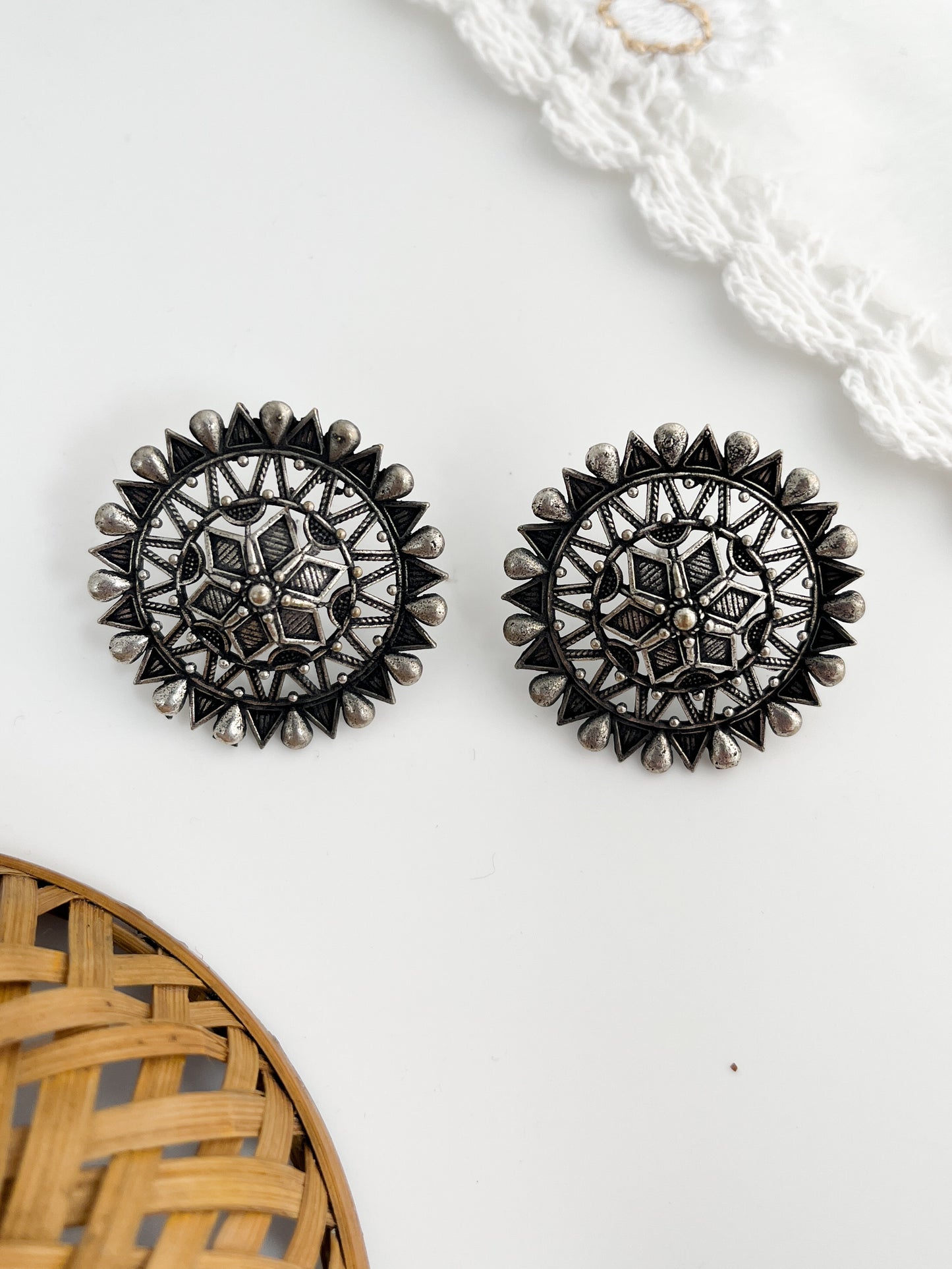 Kalaa - German Silver Chakra Studs