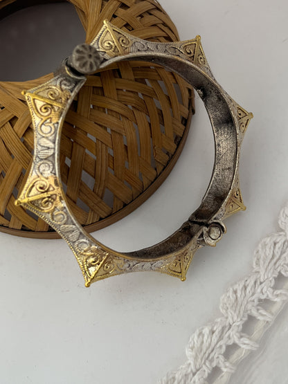 KAVERI - Brass Silver Plated Dual Tone Kada Bangle