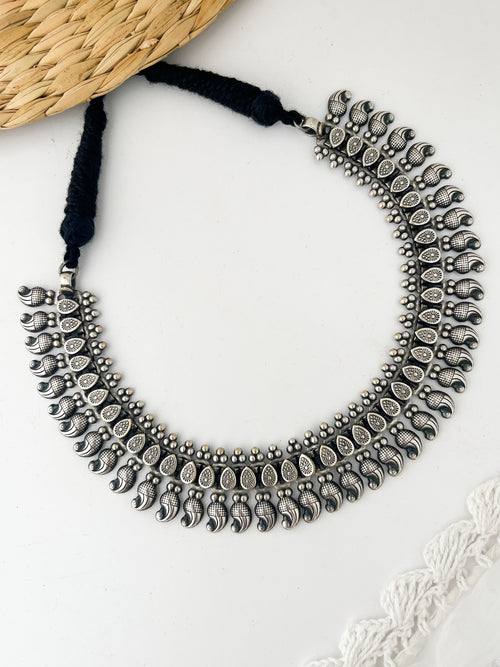KRISHNI- Silver Plated Brass Ghungroo Short Neckpiece