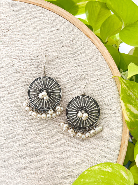 Kumi - German Silver Chakra Moti Daily Wear Earrings