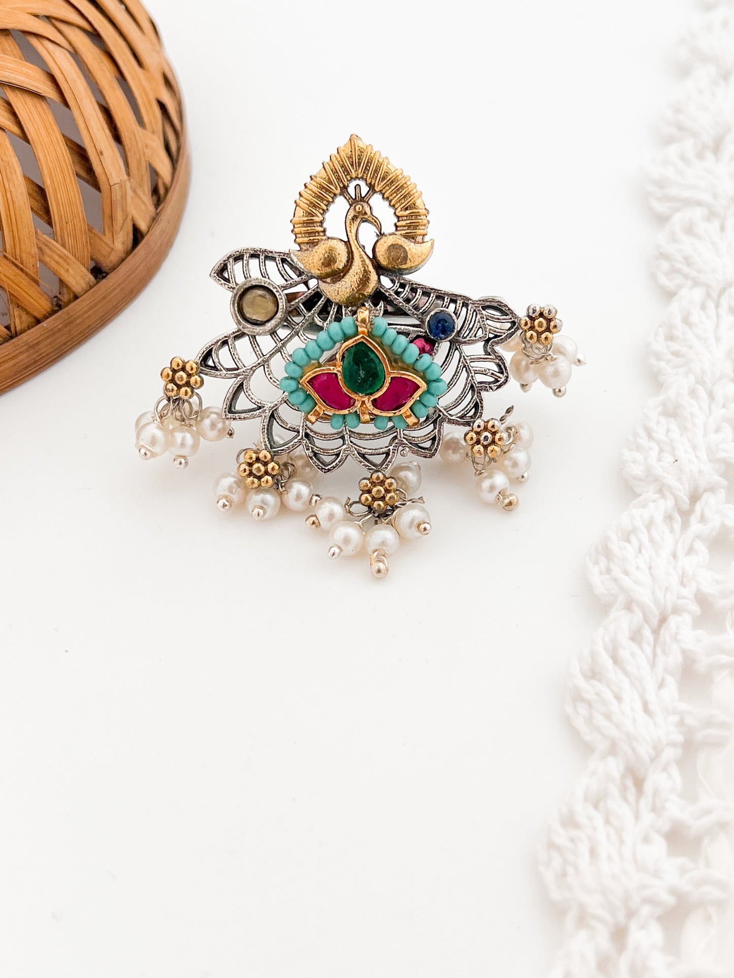 KUSHI- Dual Tone Kundan Studded Ring