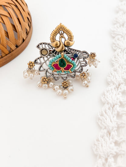 KUSHI- Dual Tone Kundan Studded Ring