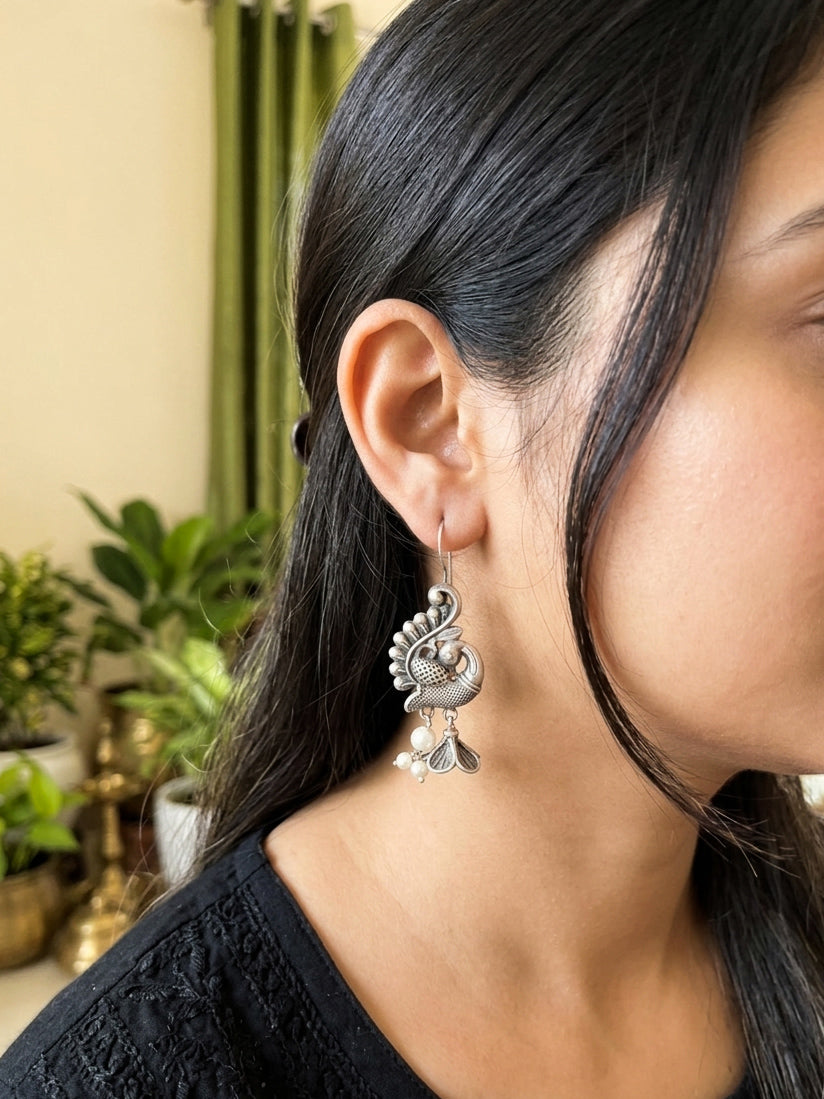 MIHIKA - German Silver Peacock Dangler