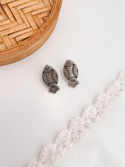 MACHALI- German Silver Fish Studs