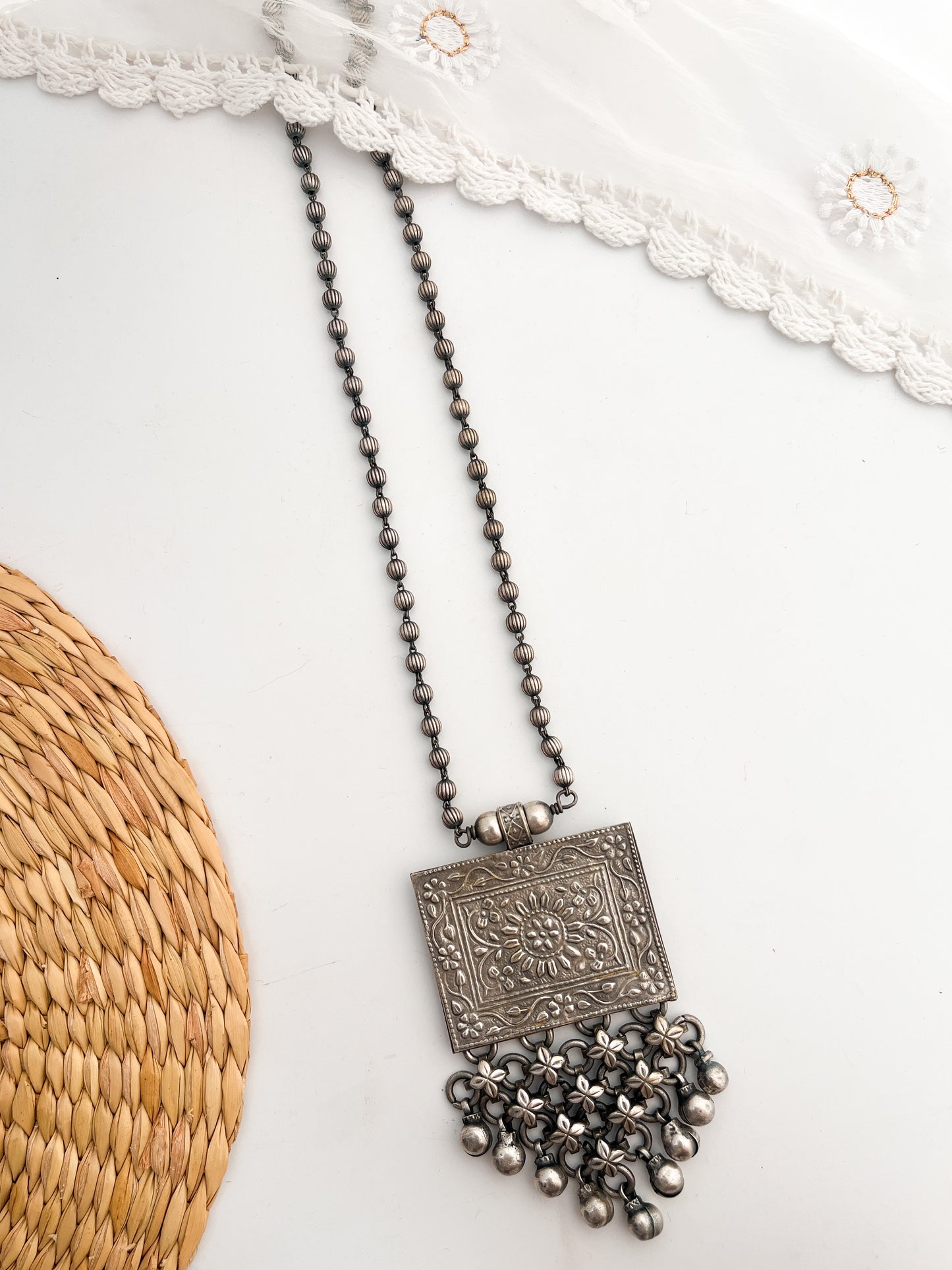 MAHIRA - German Silver Tabiz Pendant Matarmala
