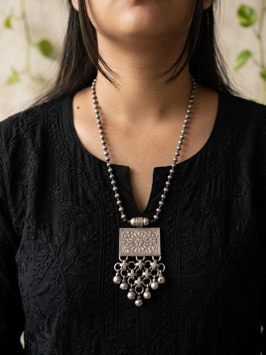 MAHIRA - German Silver Tabiz Pendant Matarmala