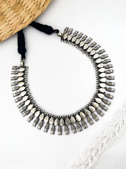 Malvika - Silver Plated Brass Short Neckpiece