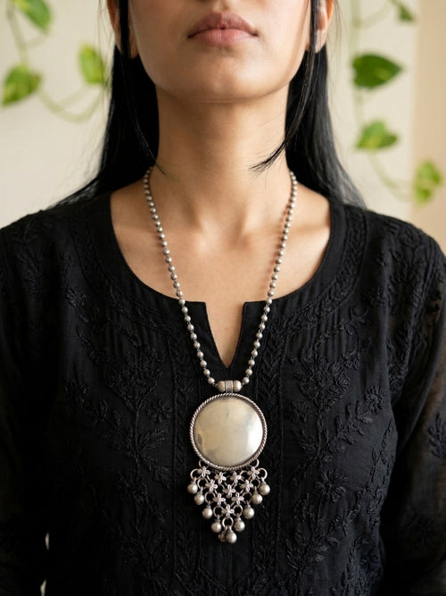MANASI- Silver Plated Brass Long Neckpiece