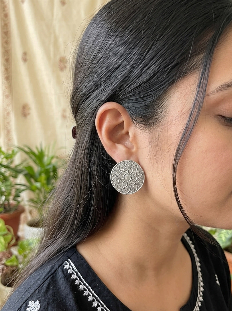 MANDALA - Silver Plated Brass Stud