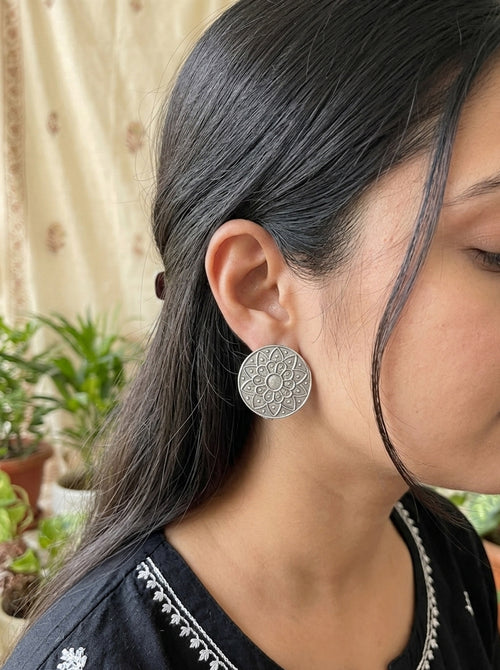 MANDALA - Silver Plated Brass Stud