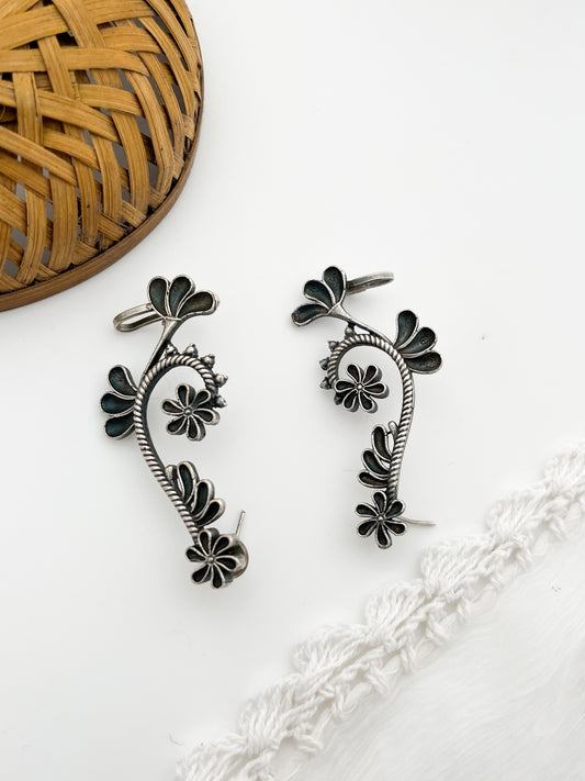 Manikarnika - German Silver Flower Creeper Earcuff - Copy