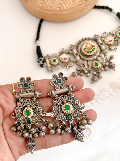 MANMOHINI - German Silver Chocker With Stone And Kundan Work
