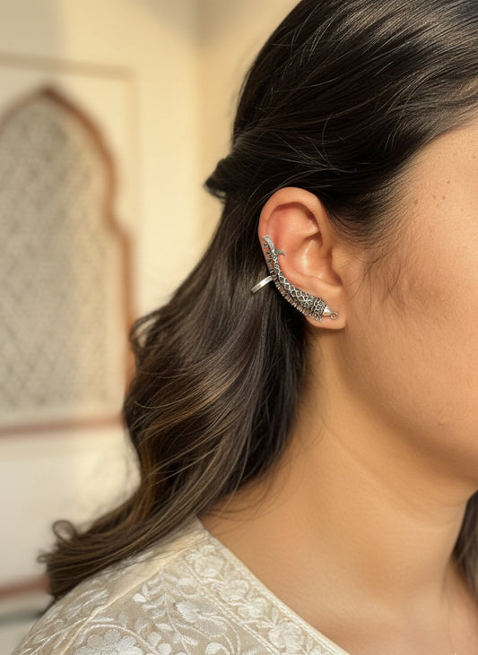 Matyagandha - Silver Oxidised Earcuff