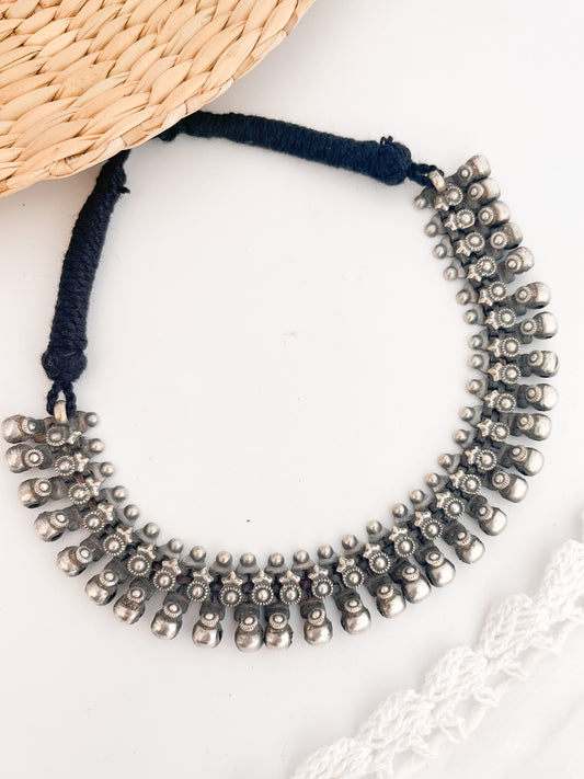 MEERA- German Silver Chocker Neckline Neckpiece