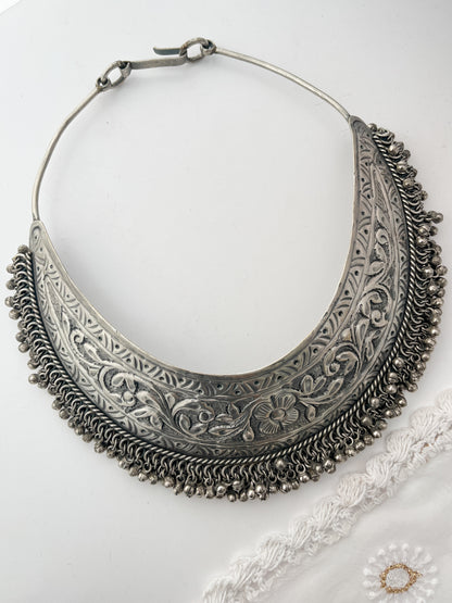 MEERA - Brass With Silver Plating Intricate Ghungroo Hasli