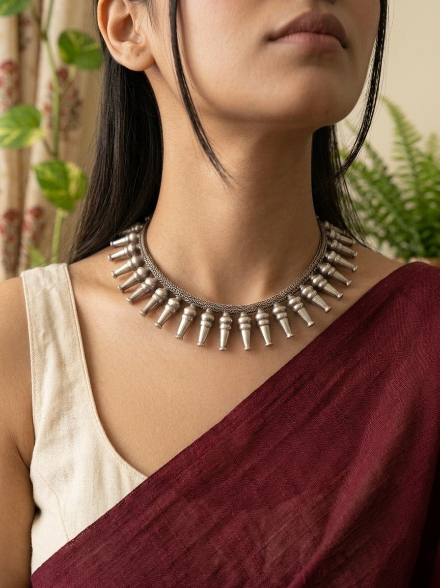 MEERAYA - Silver Plated Brass Ghungroo Neckpiece