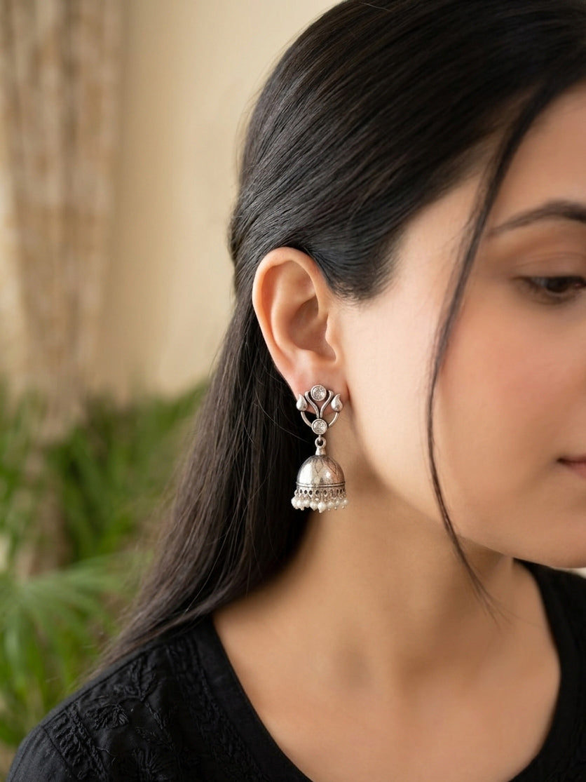MEKHALA - German Silver Transparent Stud Earrings
