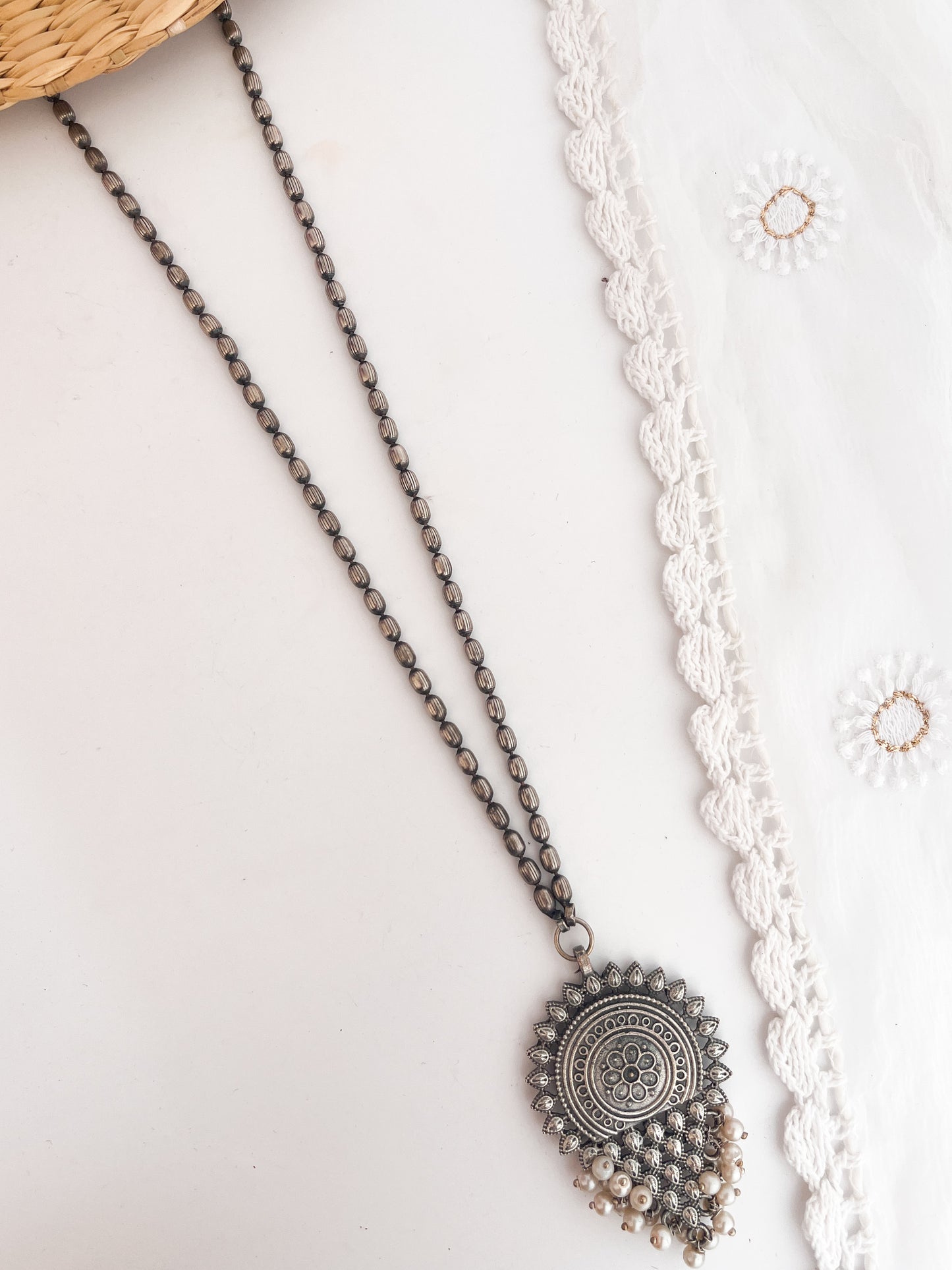 MIHIKA - German Silver Matarmala Pendant Neckpiece