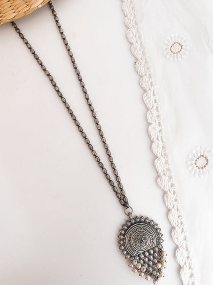 MIHIKA - German Silver Matarmala Pendant Neckpiece