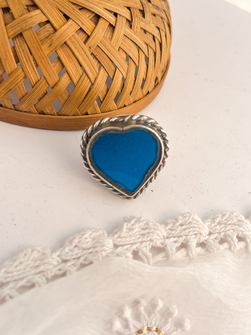 MOHOBAT - Blue Glass Aghani Brass Ring