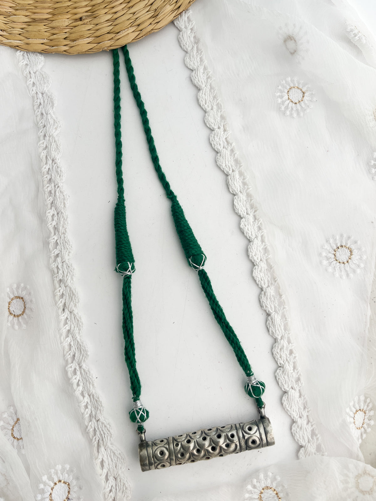MONA - Brass Locket With Silver Plating Dark Green