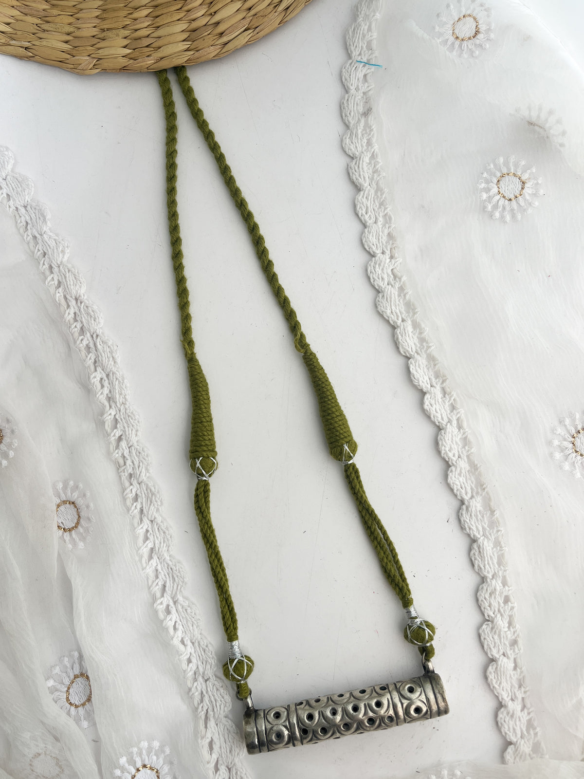 MONA - Brass Locket With Silver Plating Green